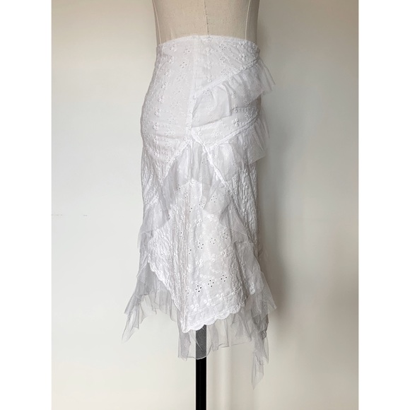 White Eyelet Lace Skirt w/ Tulle Trim - Picture 2 of 6
